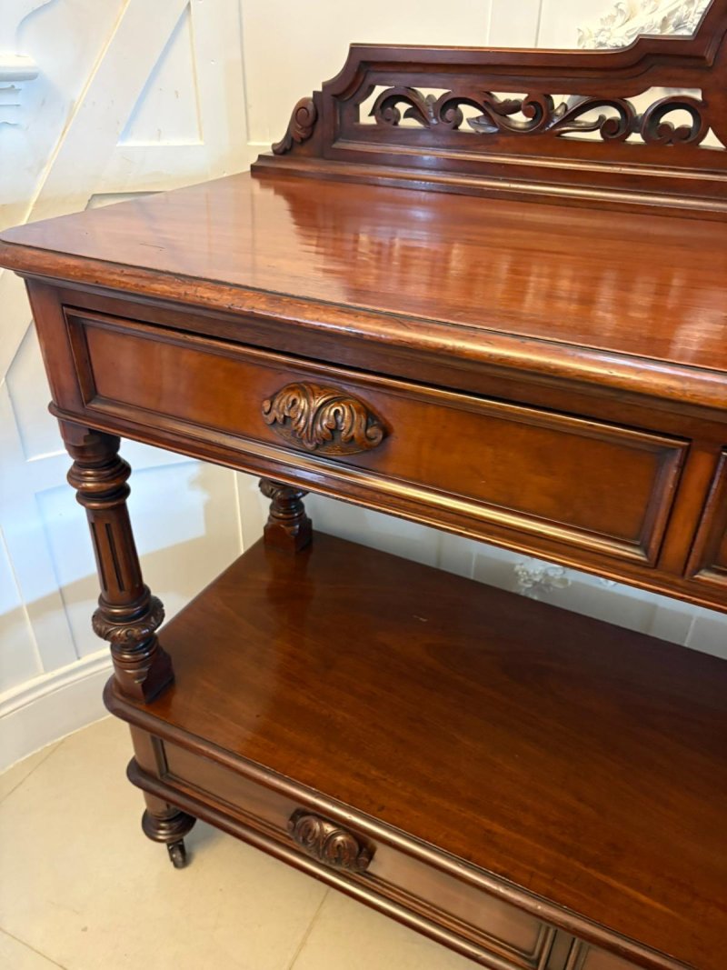 Antique English Victorian Mahogany Sideboard / Buffet Server Dumbwaiter with Gallery Back - Image 11